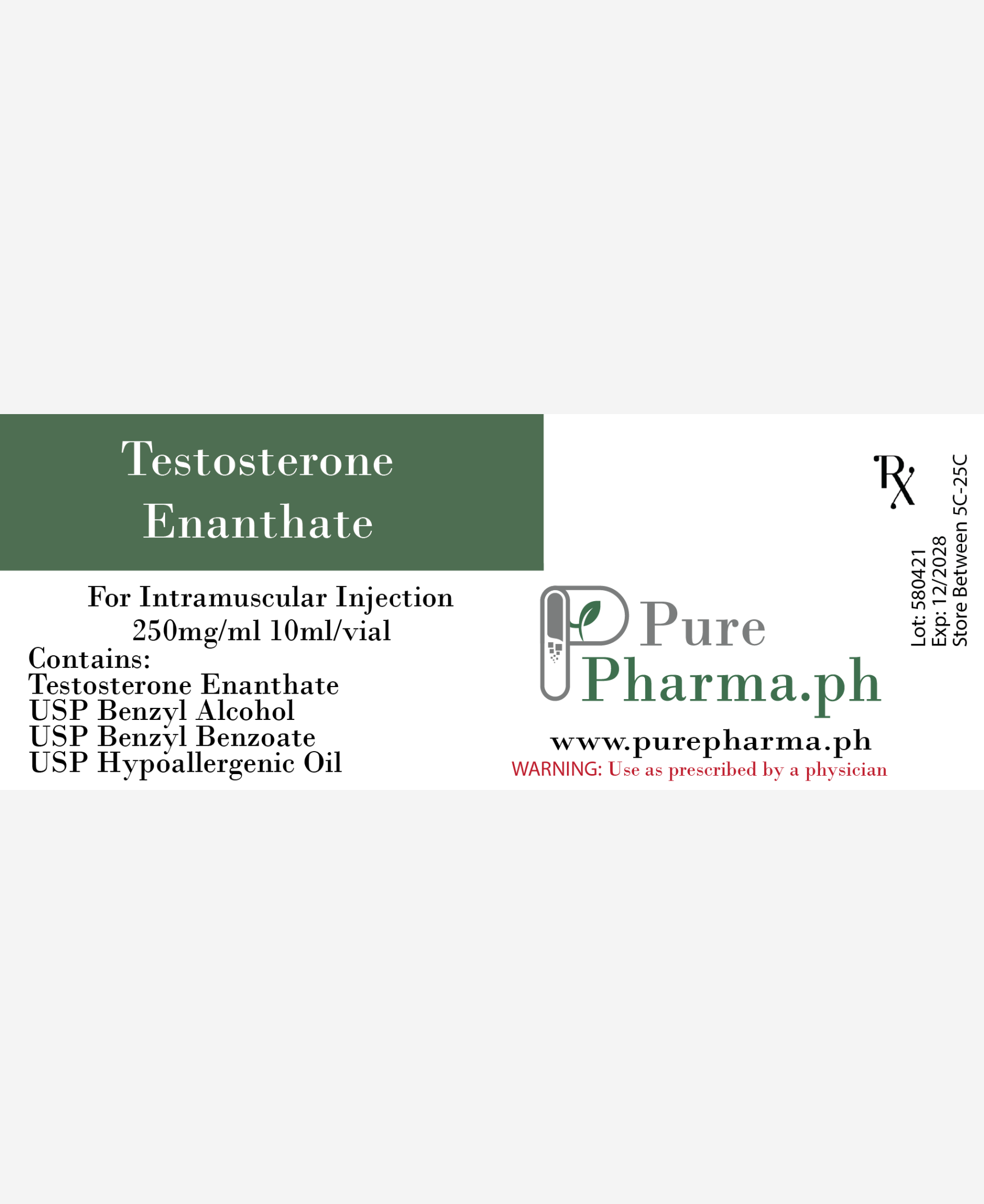 Testosterone Enanthate - 250mg/ml 10ml vial